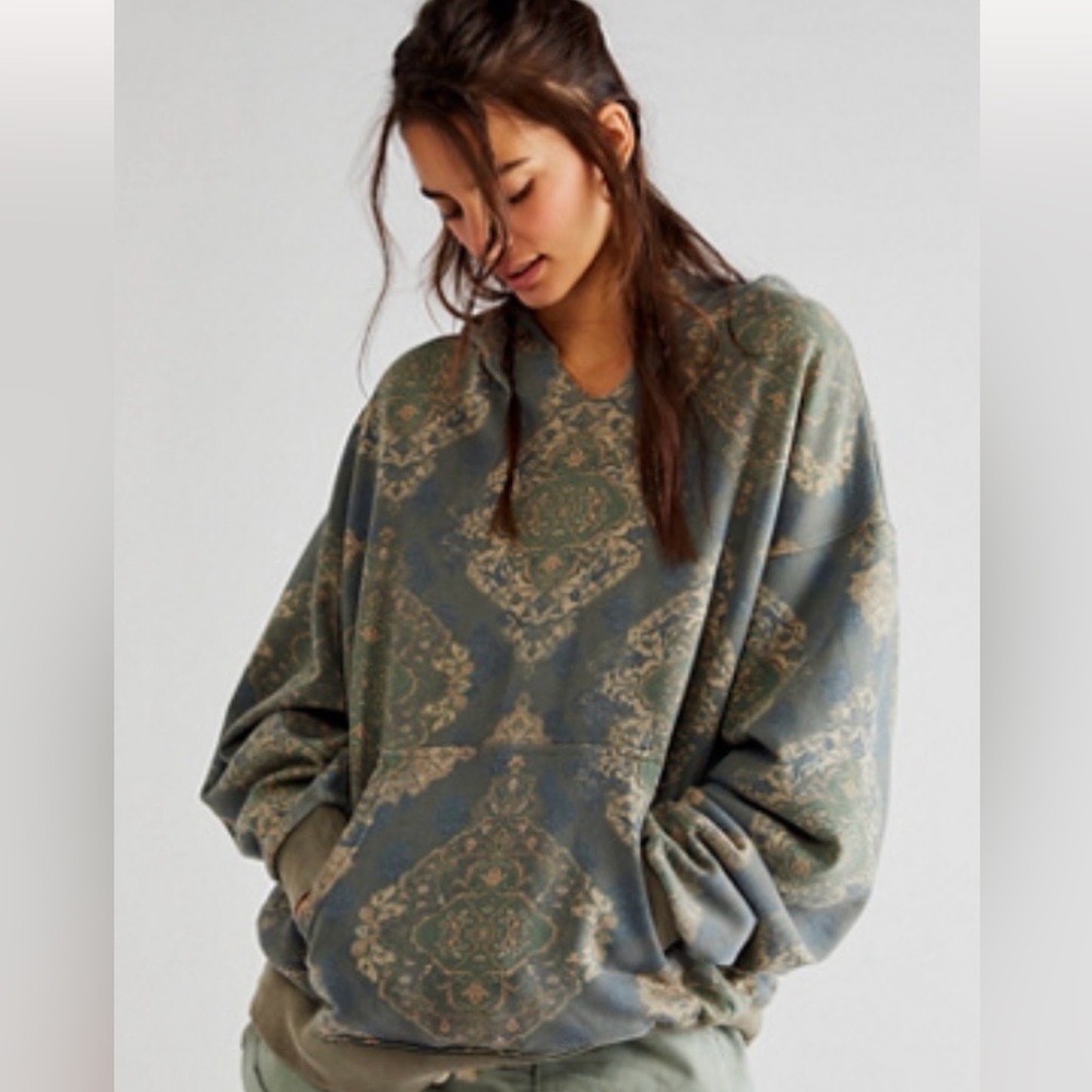 Free People Patterned Oversized Hoodie